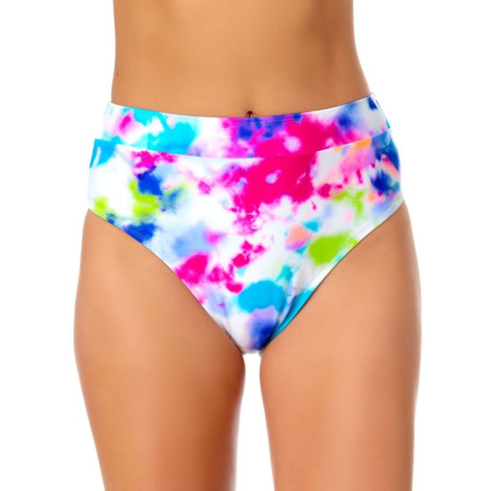 California Waves Womens Tie-Dyed High-Waist Bikini Bottoms,Multi,X-Large